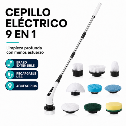Cepillo Eléctrico Giratorio 9 en 1 con Brazo Extensible