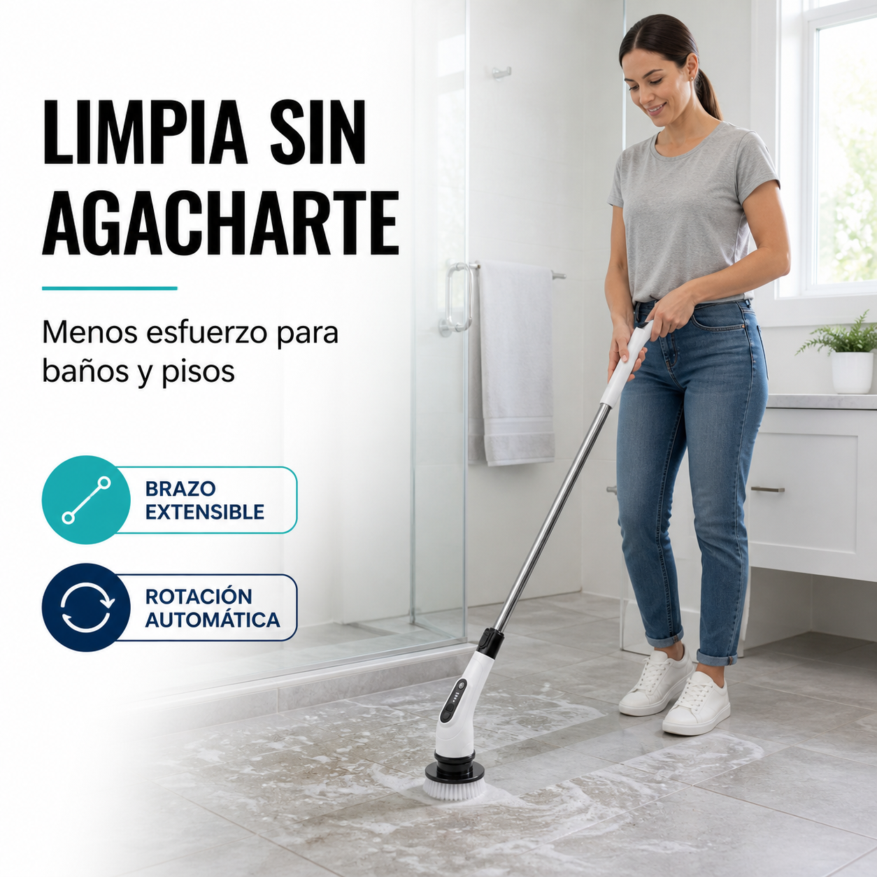 Cepillo Eléctrico Giratorio 9 en 1 con Brazo Extensible